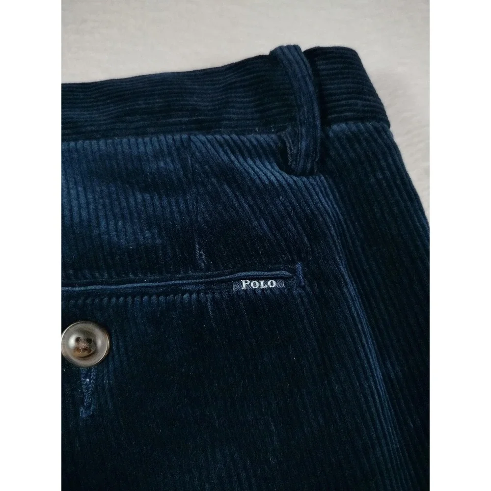 Polo Ralph Lauren Corduroy Pants Mens 36x32 Blue Stretch‎ Classic Fit Old Money